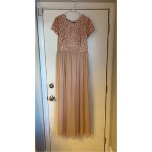 Adrianna Papell Sequined Tulle A Line Dress